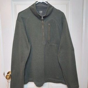 REI Co-Op Trailsmith Olive Green Quarter Zip Fleece Pullover Sweater Size XLarge
